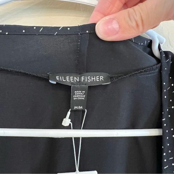 NWT Eileen Fisher black Morse Code kimono style duster jacket - Picture 11 of 16